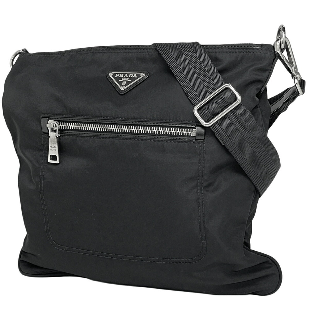 Prada Logo Plate Shoulder Bag Crossbody Nero Black